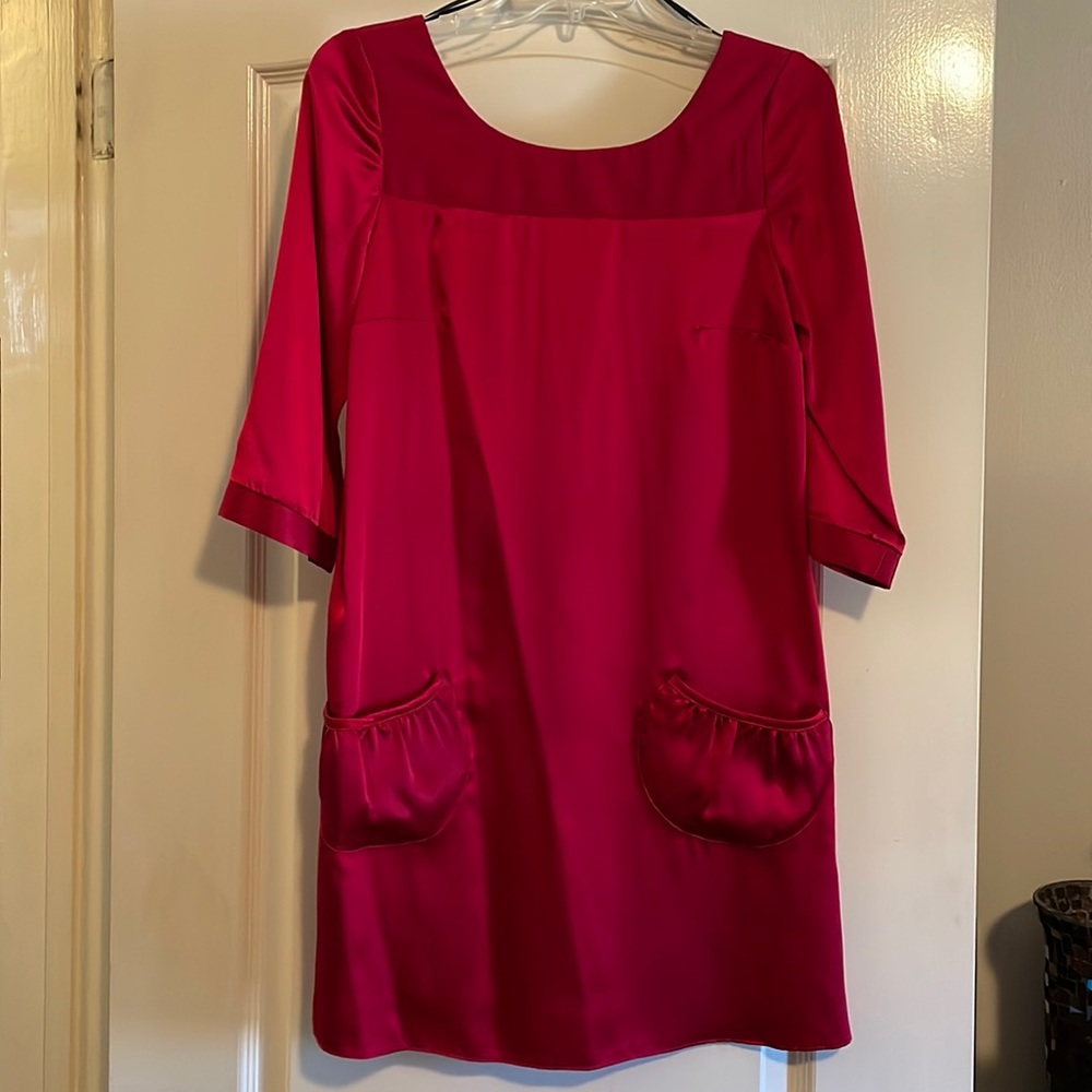 NWT A.B.S. by Allen Schwartz Red Silk Shift Dress. NWT Size 2.